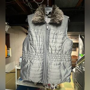 Mountain Lake Silver Vest with Faux Fur